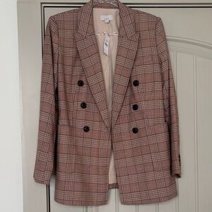 LOFT Women's Checkered Blazer - Tan and Black